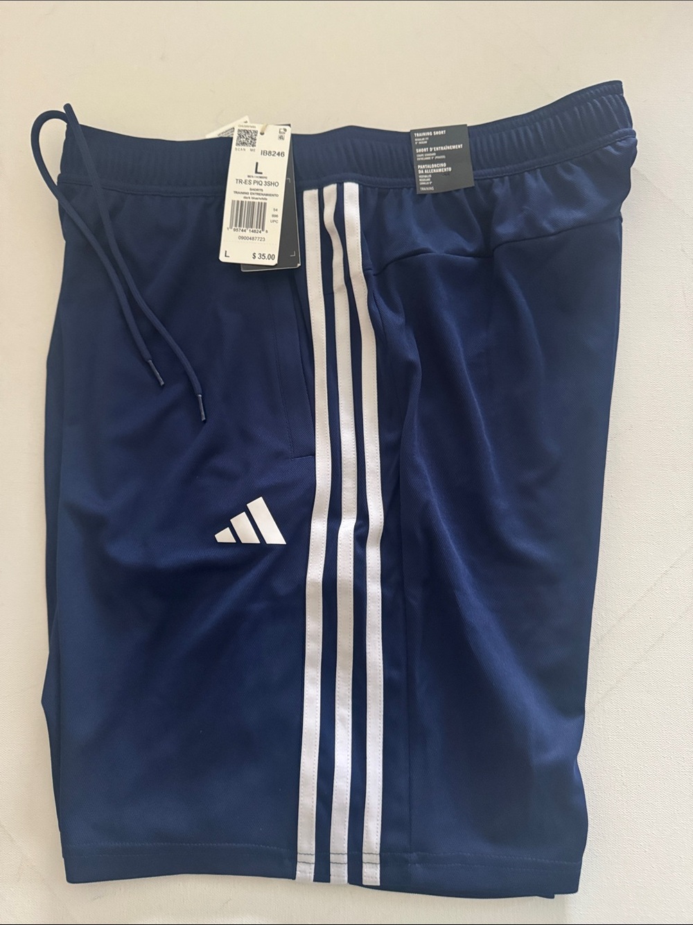 Adidas Training Shorts Mens Large Zip Pockets Navy